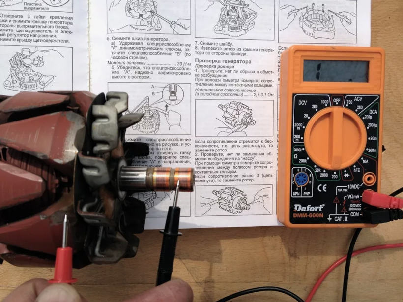 Проверка обмотки ротора и статора